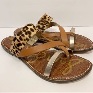 sam edelman gael leather & leopard print calf hair sandals